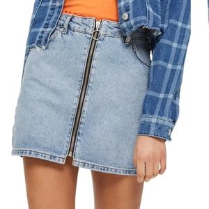TOPSHOP Zip Through Denim Skirt
